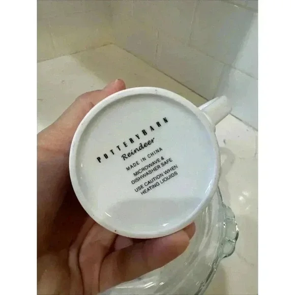 Pottery Barn Christmas Reindeer Mug Cup Hip Dancer Holiday Santa - Picture 10 of 10